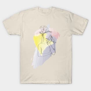 Girl dreams on a gentle background T-Shirt